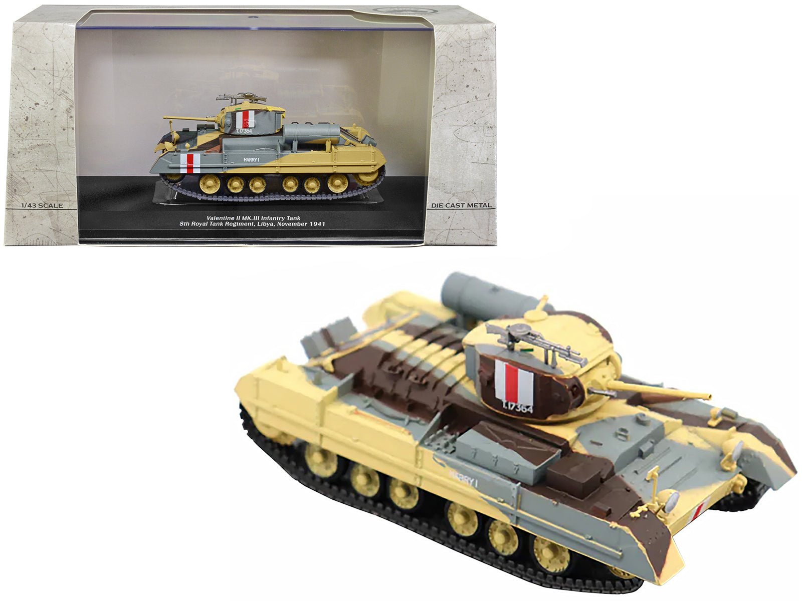 "Valentine MK.II" Infantry Tank MK.III "Harry I" "UK 8th Royal Tank Regiment Libya November 1941" 1/43 Diecast Model by AFVs of WWII free shipping USA - Rapid Vehicles