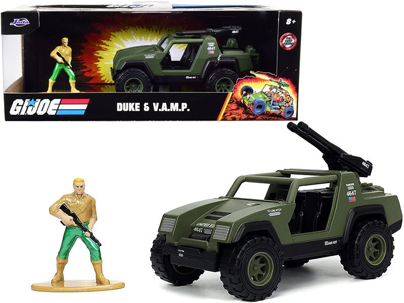 V.A.M.P. Olive Green and Duke Diecast Figurine "G.I. Joe" "Hollywood Rides" Series 1/32 Diecast Model Car by Jada free shipping USA - Rapid Vehicles