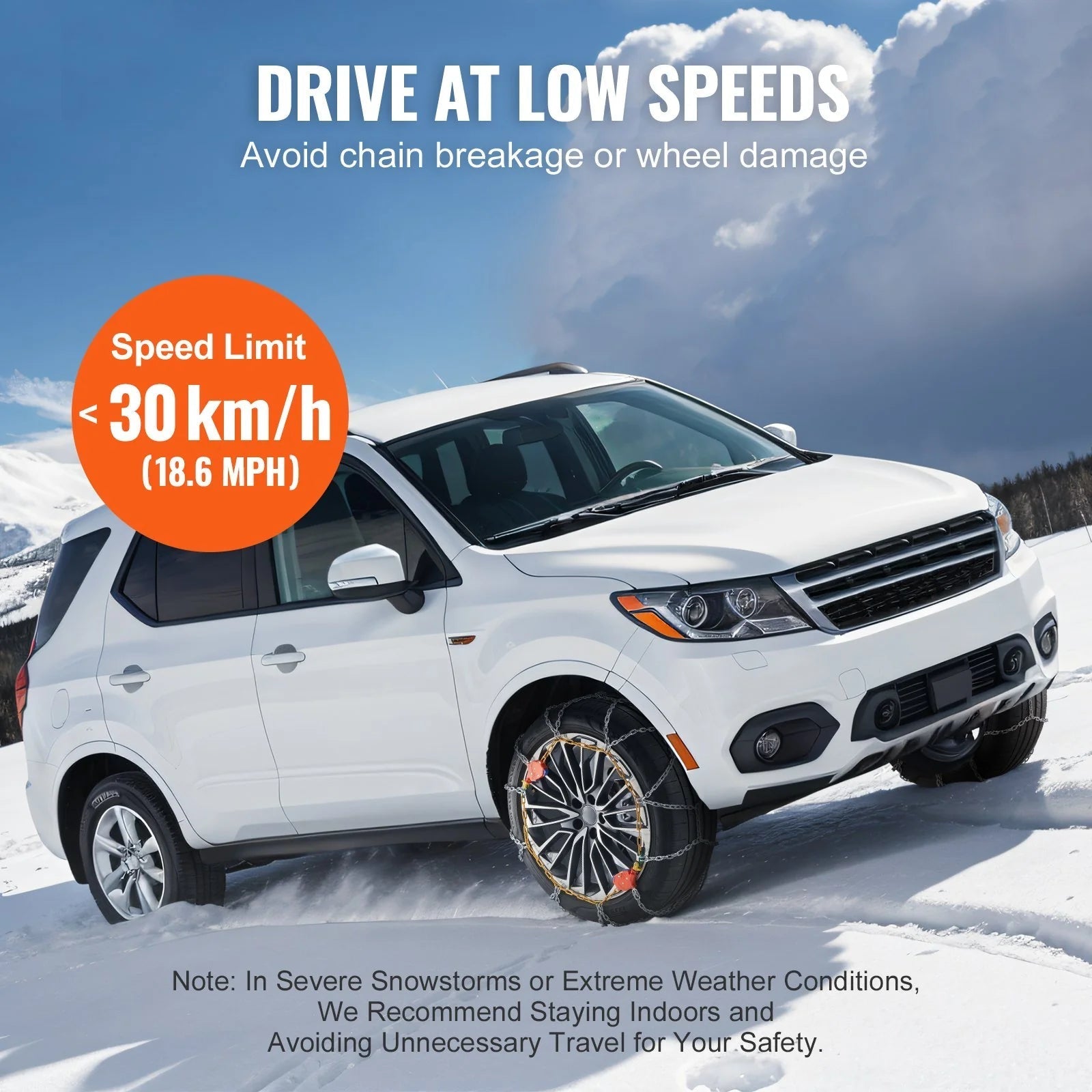 VEVOR Auto Tightening Snow Chains Diamond Mesh Anti-Slip Traction Wheel Chains - Rapid Vehicles