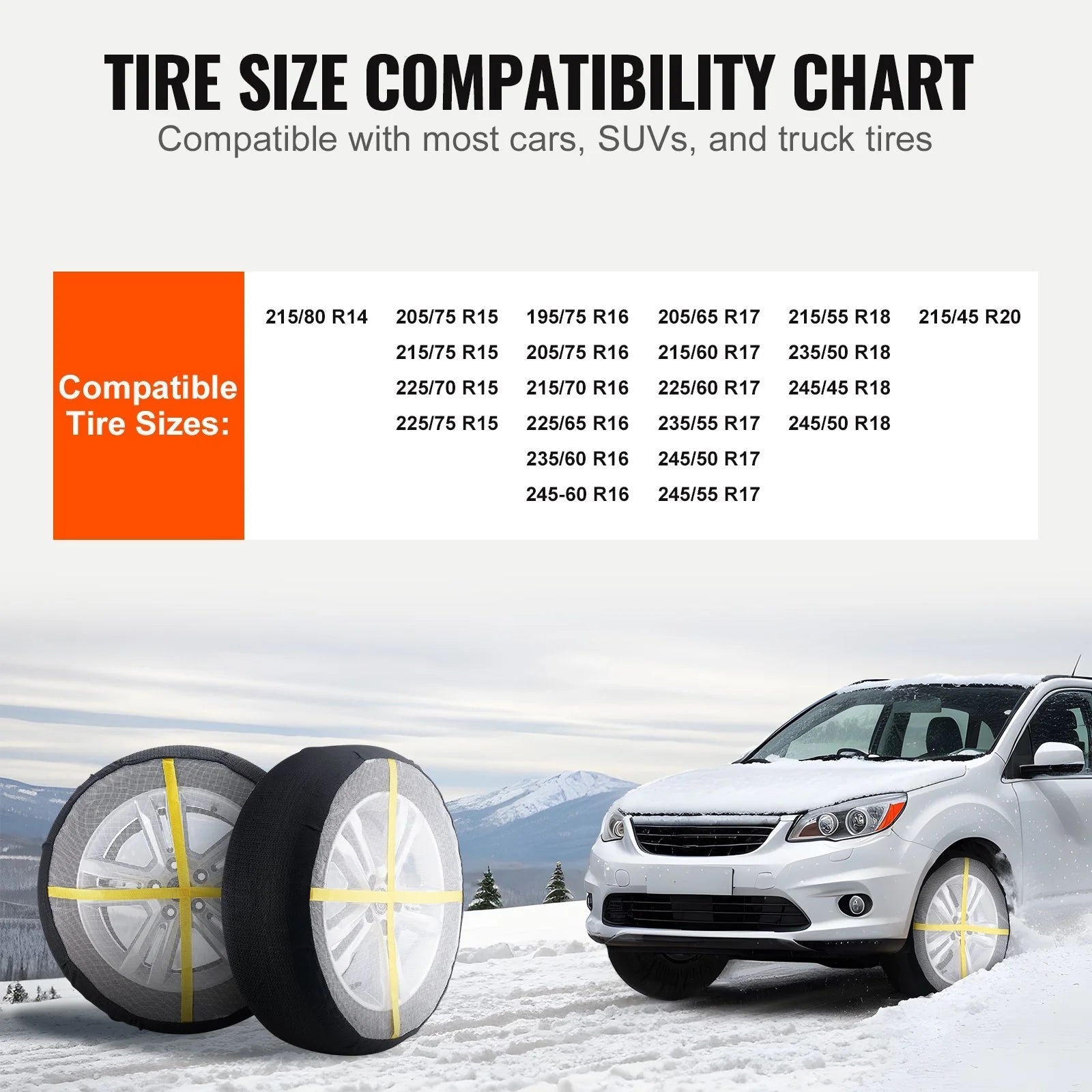 VEVOR Thickened Snow Socks for Tires Full Coverage Snow Traction Tire Cover - Rapid Vehicles