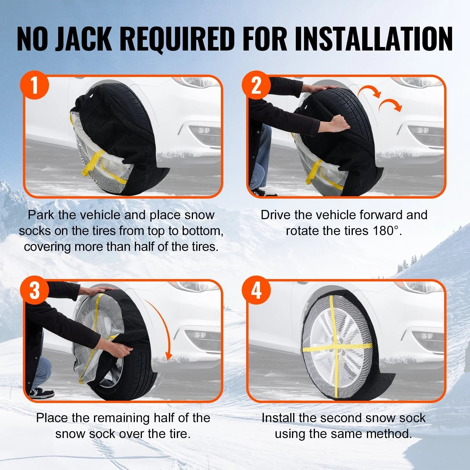 VEVOR Thickened Snow Socks for Tires Full Coverage Snow Traction Tire Cover - Rapid Vehicles
