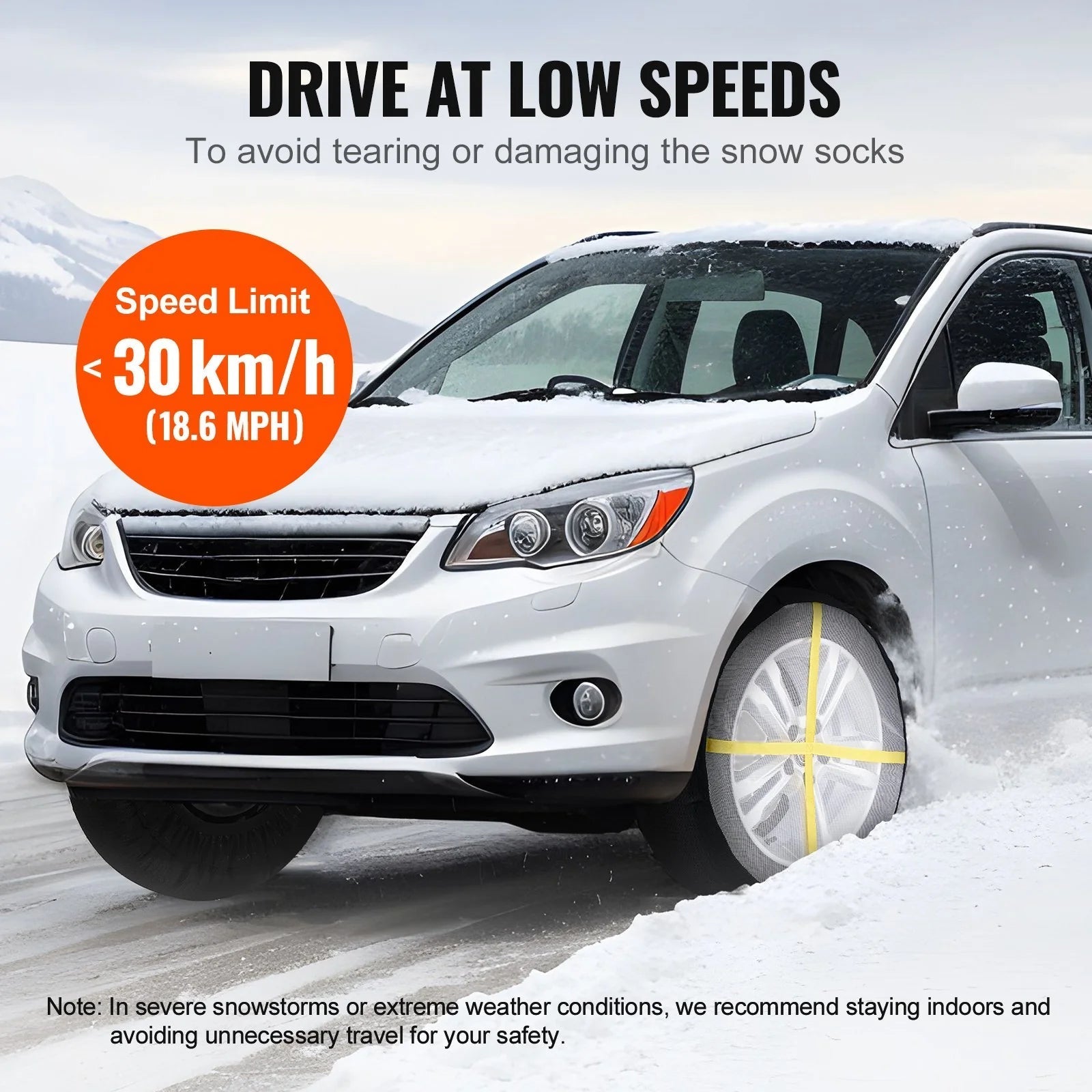 VEVOR Thickened Snow Socks for Tires Full Coverage Snow Traction Tire Cover - Rapid Vehicles