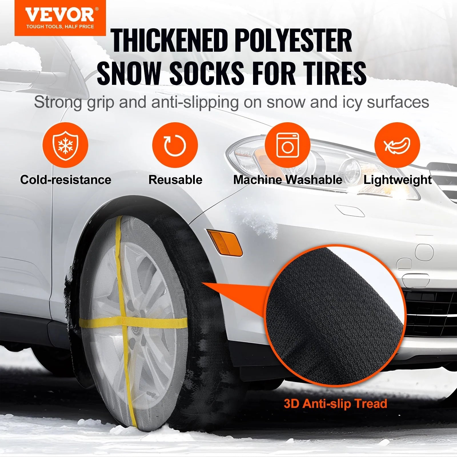 VEVOR Thickened Snow Socks for Tires Full Coverage Snow Traction Tire Cover - Rapid Vehicles