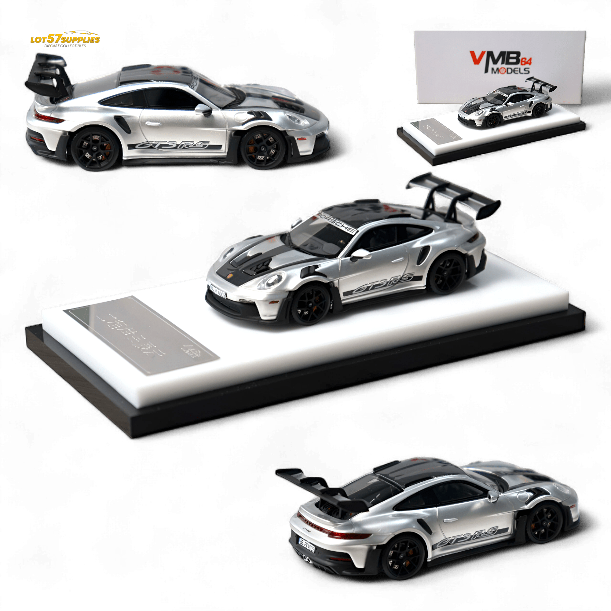 VMB Porsche 992 GT3 RS GT Silver 1:64 - Rapid Vehicles