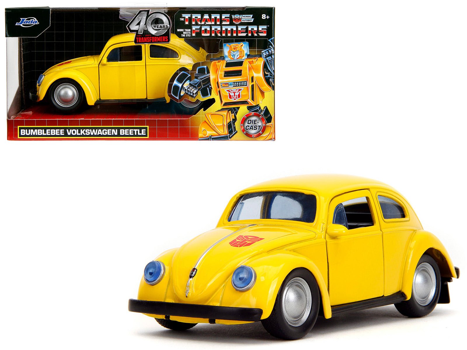 Volkswagen Beetle "Bumblebee" Yellow "Transformers" "Hollywood Rides" Series 1/32 Diecast Model Car by Jada free shipping USA - Rapid Vehicles