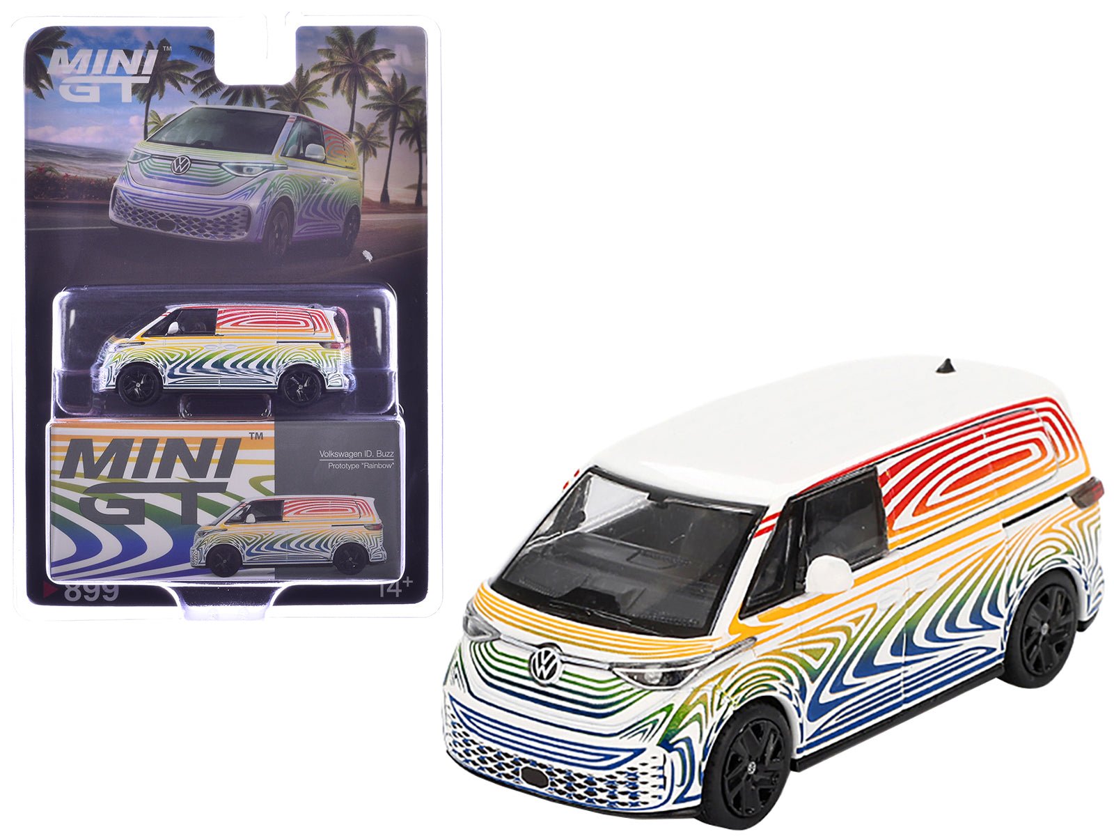 Volkswagen ID. Buzz Van Prototype "Rainbow" Limited Edition 1/64 Diecast Model Car by Mini GT free shipping USA - Rapid Vehicles