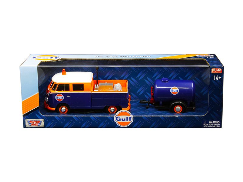 Volkswagen Service Pickup Truck with Plastic Oil Tank "Gulf Oil" 1/24 Diecast Model Car by Motormax free shipping USA - Rapid Vehicles