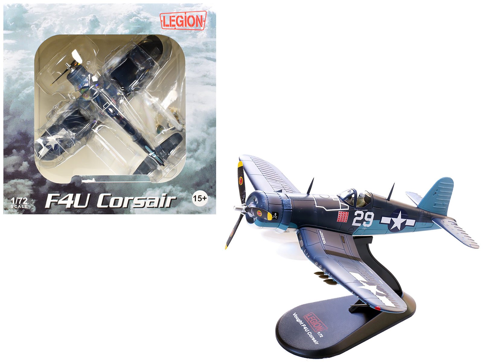 Vought F4U - 1A Corsair Fighter Aircraft "Ace Ira Kepford VF - 17 Jolly Rogers Bougainville Solomon Islands" (1944) United States Navy 1/72 Diecast Model by Legion free shipping USA - Rapid Vehicles