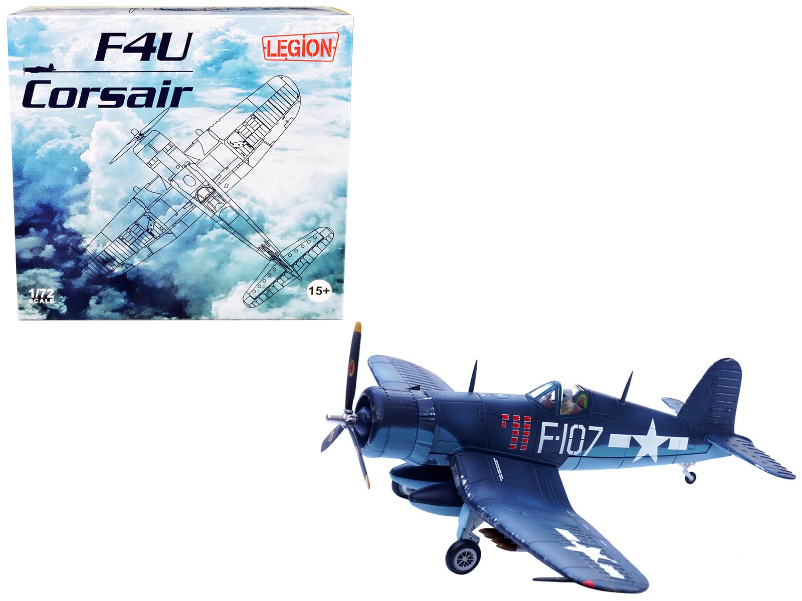 Vought F4U - 1D Corsair Fighter Plane "1st Lt. Phillip DeLong Marine Fighter Squadron (VMF - 224)" (1945) 1/72 Diecast Airplane Model by Legion free shipping USA - Rapid Vehicles