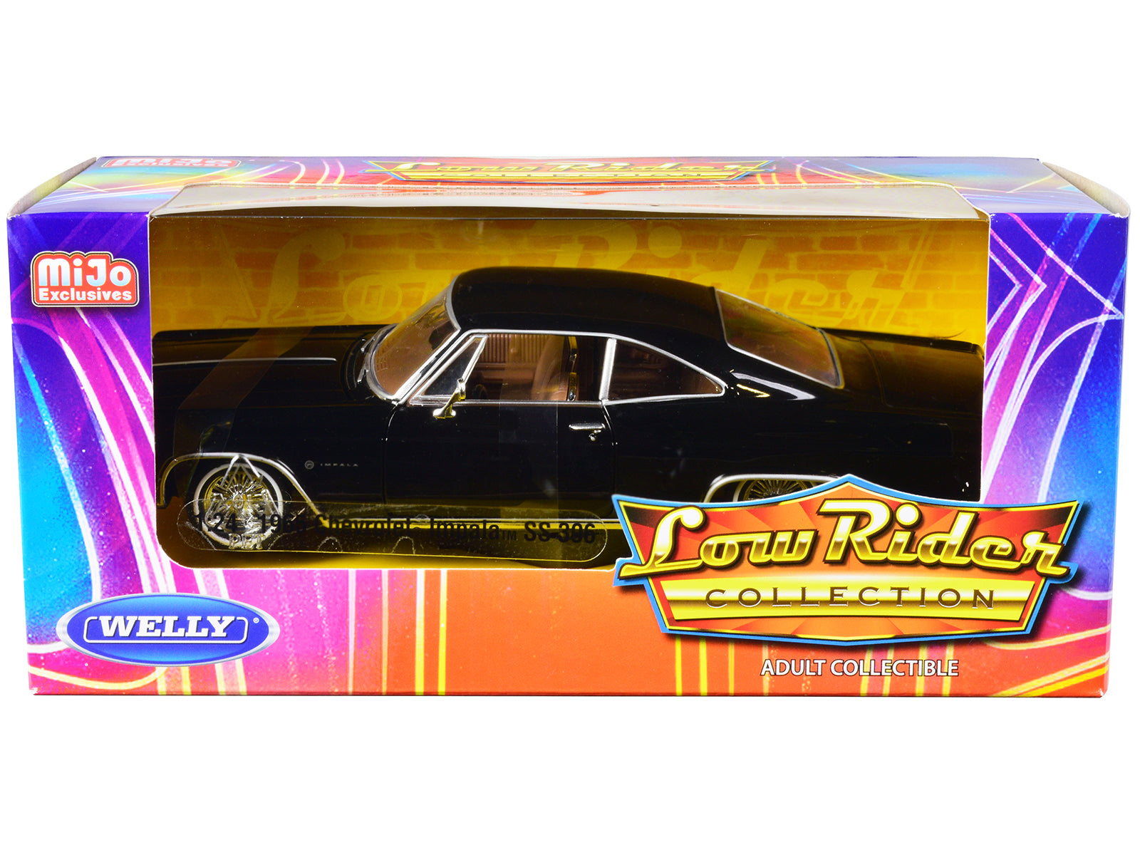 1965 Chevrolet Impala SS 396 Lowrider Black with Brown Interior "Low Rider Collection" 1/24 Diecast Model Car by Welly free shipping USA