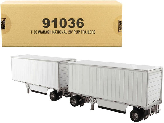 Wabash National 28' Double Pup Trailers White "Transport Series" 1/50 Diecast Model by Diecast Masters free shipping USA - Rapid Vehicles
