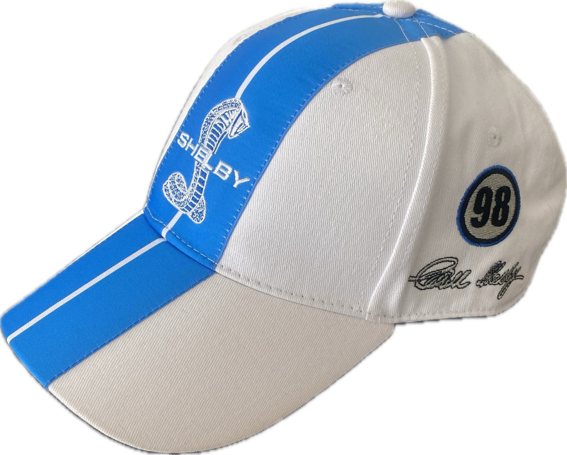 Shelby Cobra Official White with Blue Stripes Hat