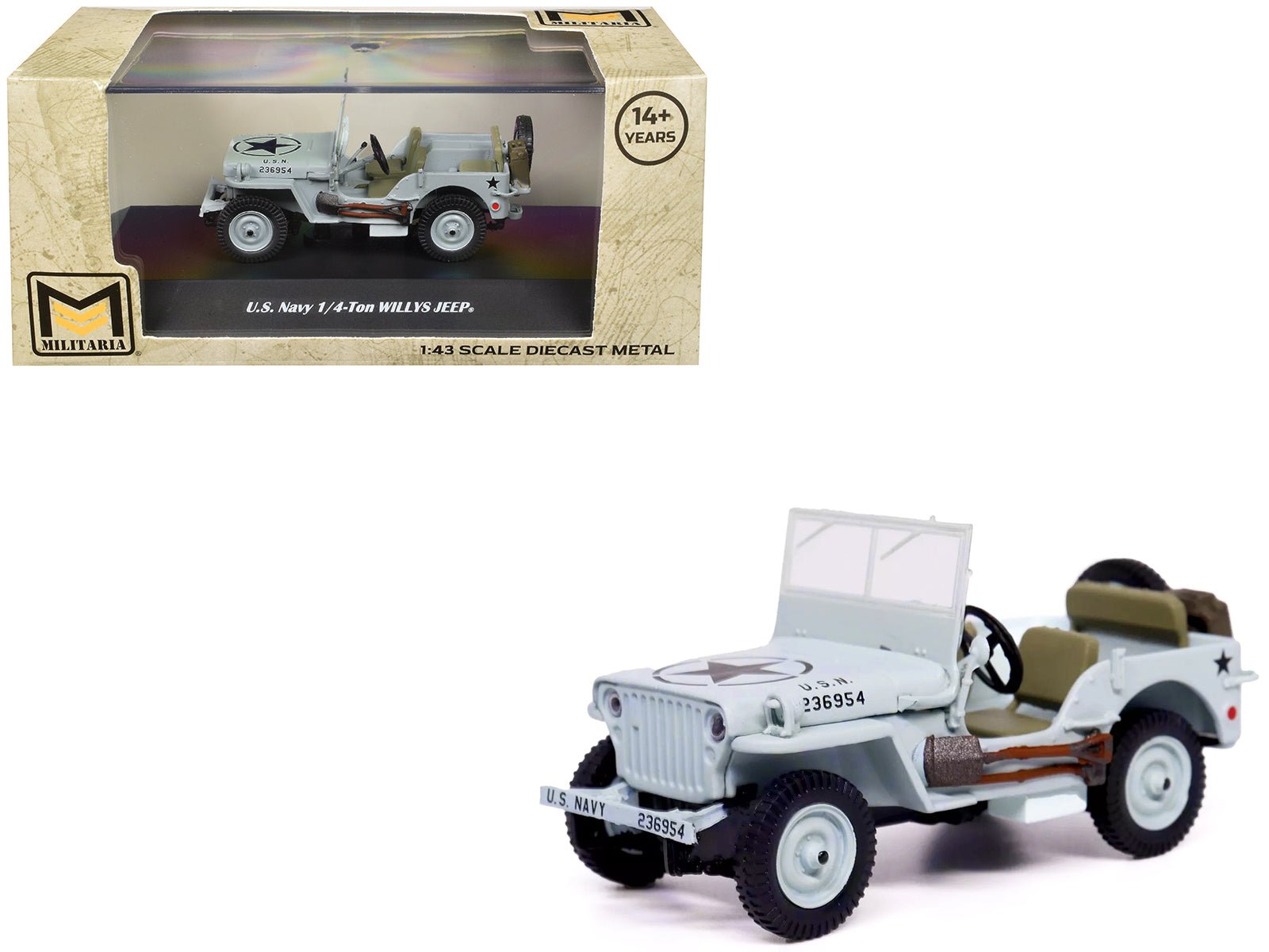 Willys Jeep 1/4 - Ton Car Light Blue "United States Navy" 1/43 Diecast Model by Militaria Die Cast free shipping USA - Rapid Vehicles