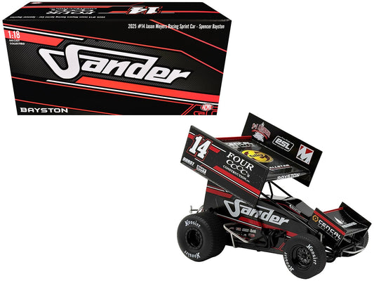 Winged Sprint Car 14 Spencer Bayston "Four CCCC's Construction - Sander" Jason Meyers Racing (2025) 1/18 Diecast Model Car by ACME free shipping USA - Rapid Vehicles