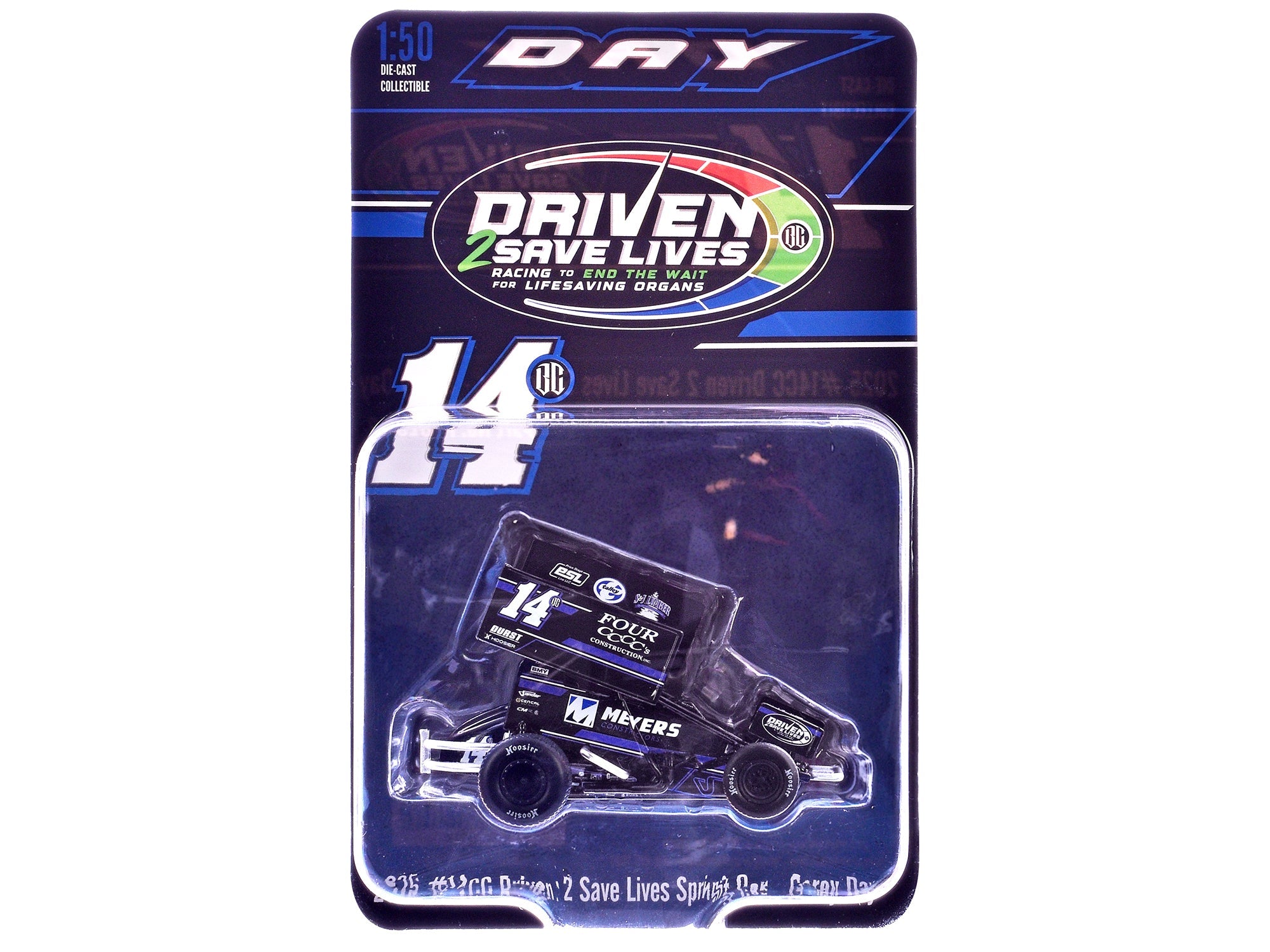 Winged Sprint Car 14CC Corey Day (Blue Version) "Driven 2 Save Lives" Jason Meyers Racing (2025) 1/50 Diecast Model Car by ACME free shipping USA - Rapid Vehicles