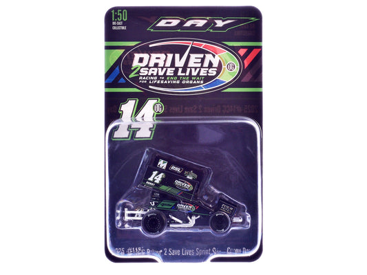 Winged Sprint Car 14CC Corey Day (Green Version) "Driven 2 Save Lives" Jason Meyers Racing (2025) 1/50 Diecast Model Car by ACME free shipping USA - Rapid Vehicles