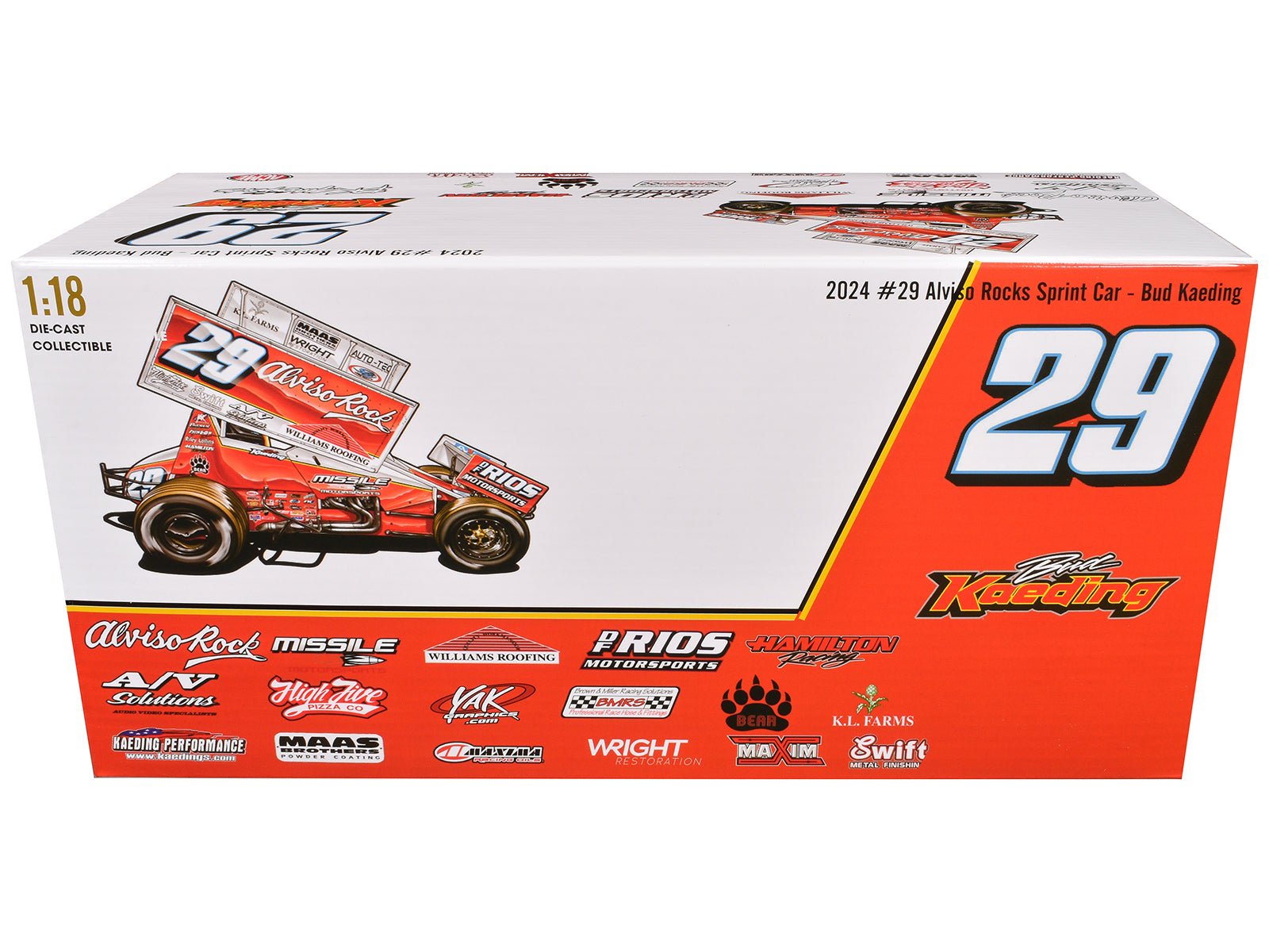 Winged Sprint Car 29 Bud Kaeding "Missile Motorsports" BK Motorsports (2024) 1/18 Diecast Model Car by ACME free shipping USA - Rapid Vehicles