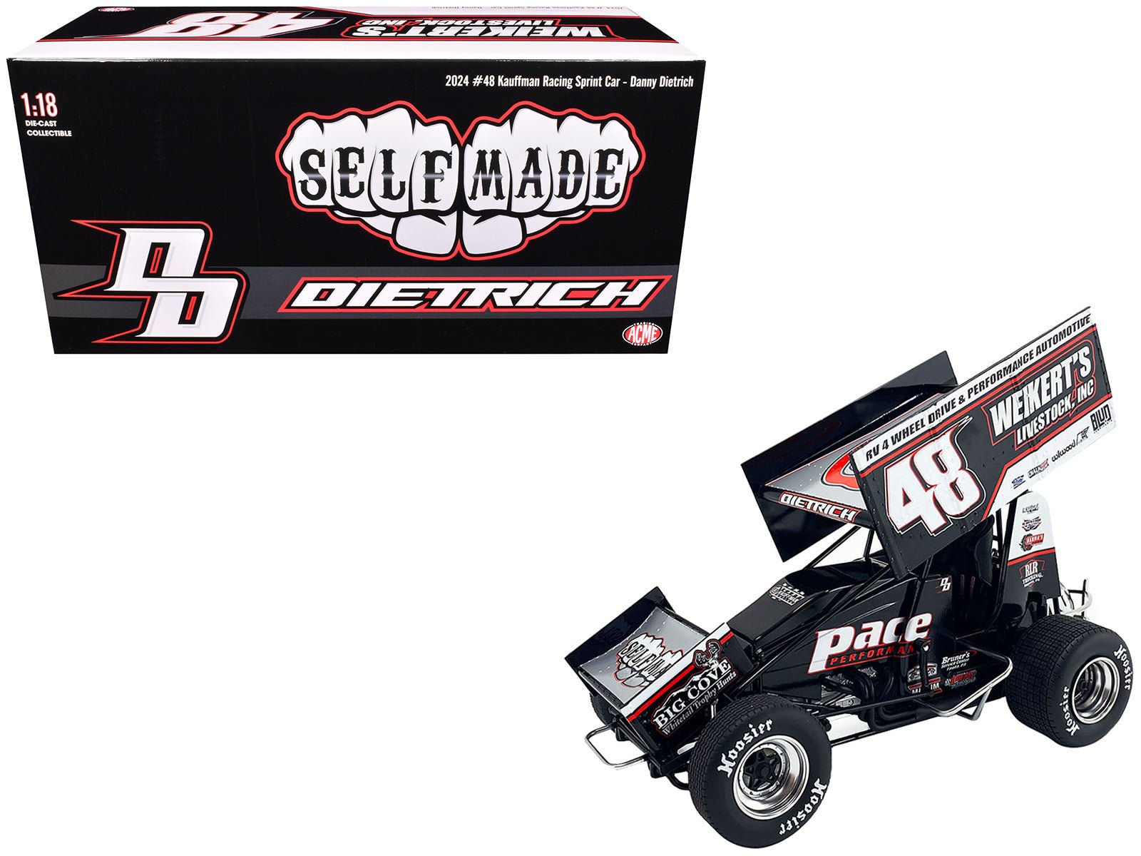 Winged Sprint Car 48 Danny Dietrich "Weikert's Livestock Inc." Gary Kauffman Racing (2024) 1/18 Diecast Model Car by ACME free shipping USA - Rapid Vehicles