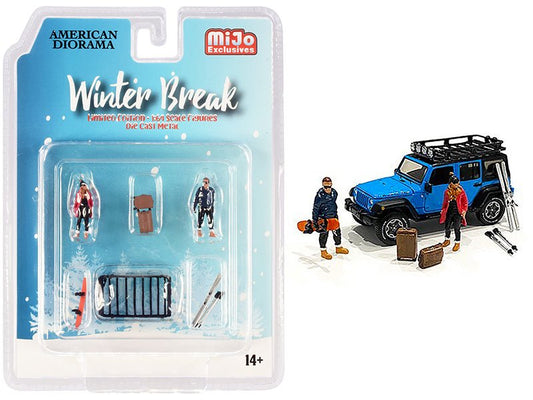 "Winter Break" Diecast Set of 6 pieces (2 Figurines and 4 Accessories) for 1/64 Scale Models by American Diorama free shipping USA - Rapid Vehicles