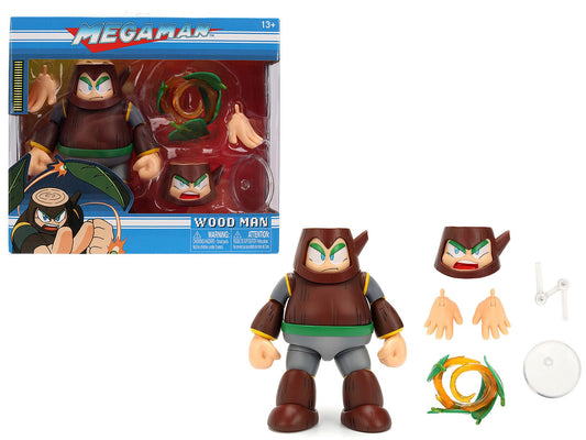 Wood Man 5" Moveable Figure (Deluxe Version) with Accessories and Alternate Head and Hands "Mega Man" (1987) Video Game Model by Jada free shipping USA - Rapid Vehicles