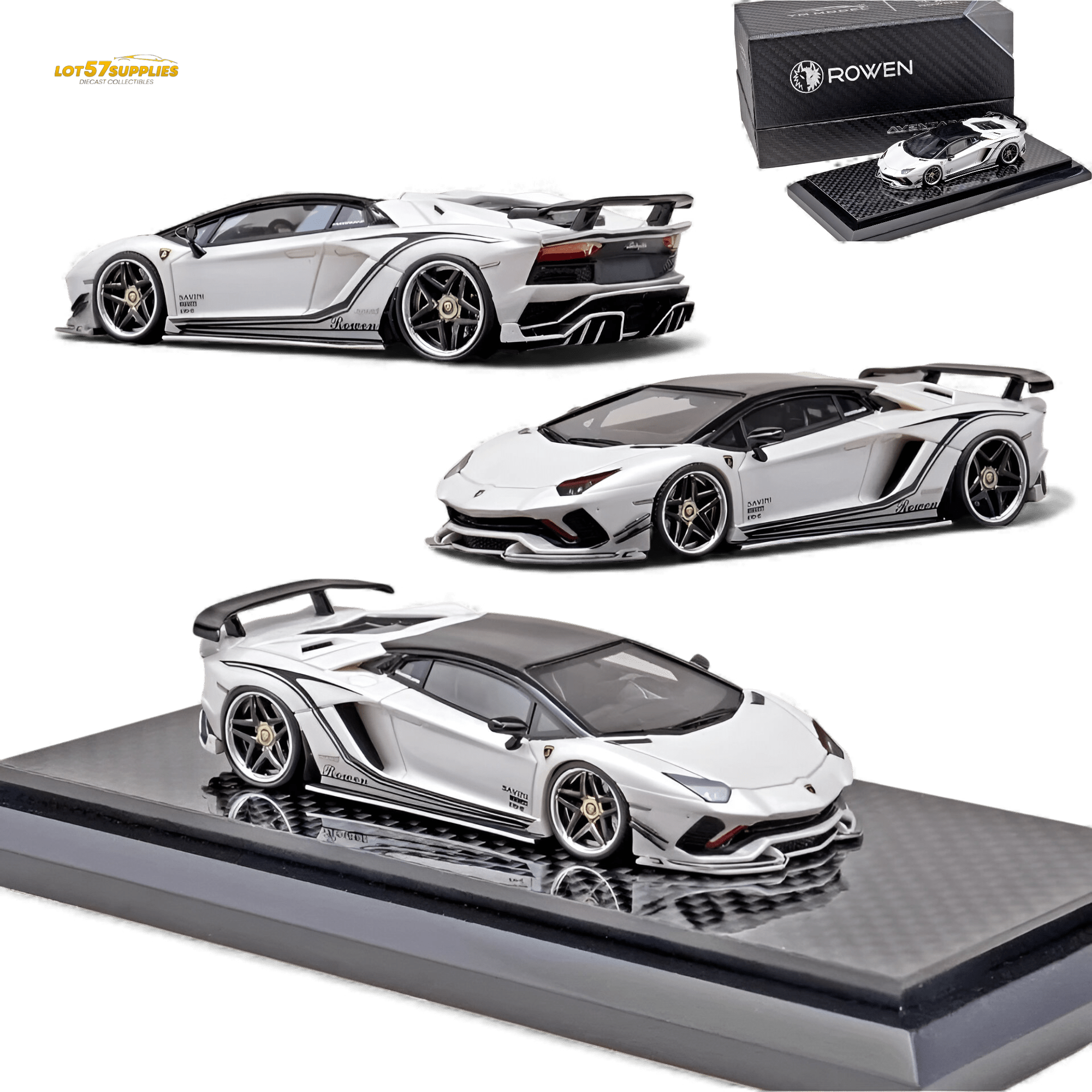 YM Model Lamborghini Aventador S Rowen White 1:64 - Rapid Vehicles