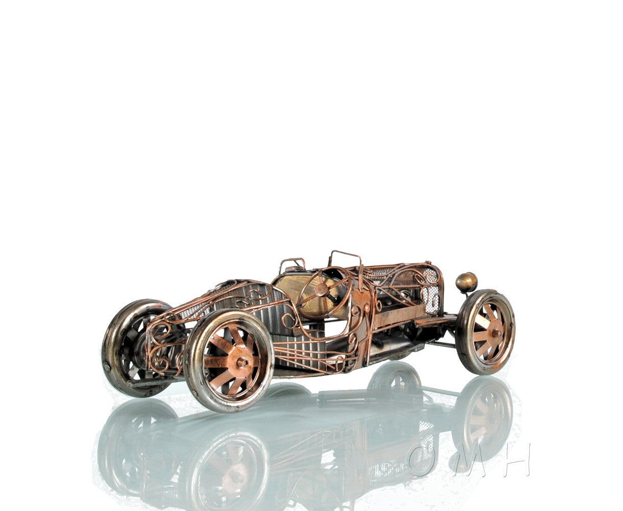 c1924 Bugatti Bronze and Silver Open Frame Racecar Sculpture - Premium  from Rapidvehicles - Just $177.99! Shop now at Rapidvehicles