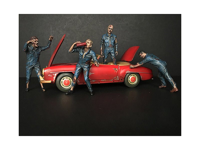 Zombie Mechanics 4 Piece Figurine Set "Got Zombies??" for 1/18 Scale Models by American Diorama free shipping USA - Rapid Vehicles